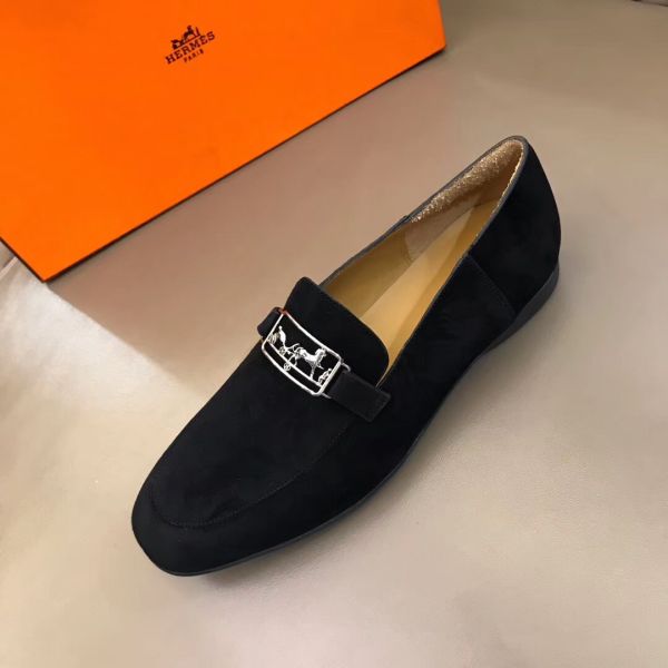 HERM Men's Tenor Loafers In Black Suede Leather