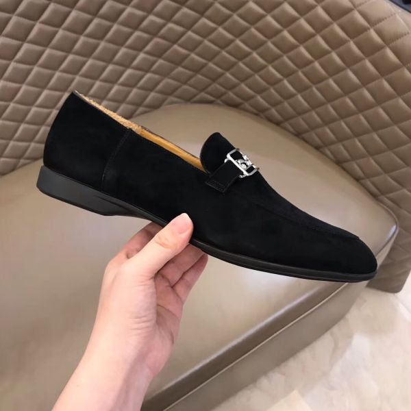 HERM Men's Tenor Loafers In Black Suede Leather