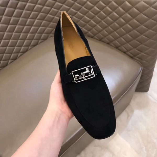 HERM Men's Tenor Loafers In Black Suede Leather