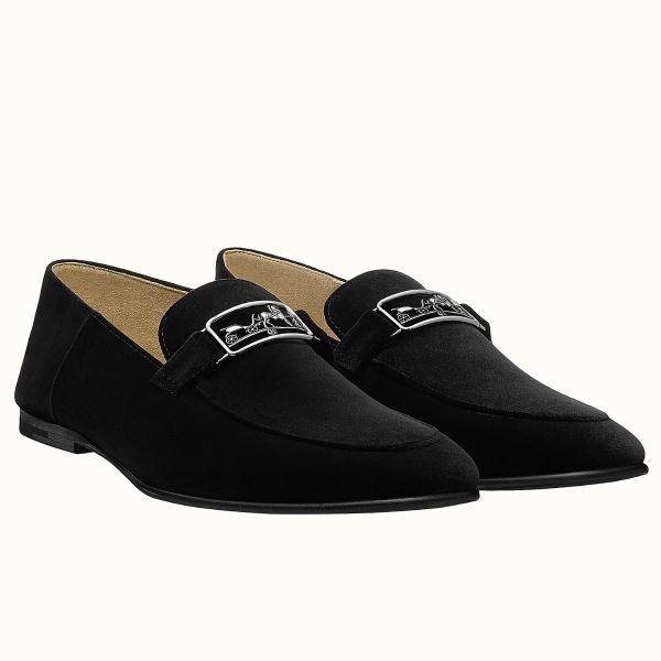 HERM Men's Tenor Loafers In Black Suede Leather