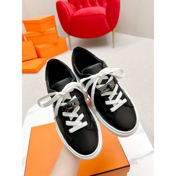 HERM Men's Day Sneakers in Black Leather