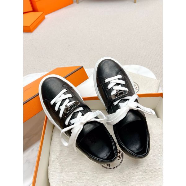 HERM Men's Day Sneakers in Black Leather