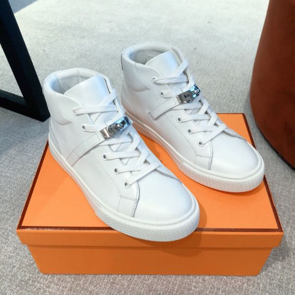 HERM Men's Daydream High-top Sneakers in White Leather