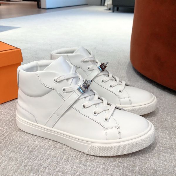 HERM Men's Daydream High-top Sneakers in White Leather