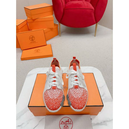 HERM Men's Depart Sneakers in Orange Gradient Knit
