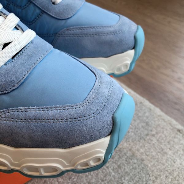 HERM Men's Impulse Sneakers in Blue Fabric and Leather