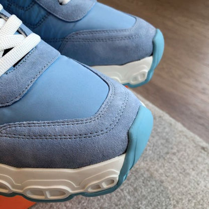 HERM Men's Impulse Sneakers in Blue Fabric and Leather