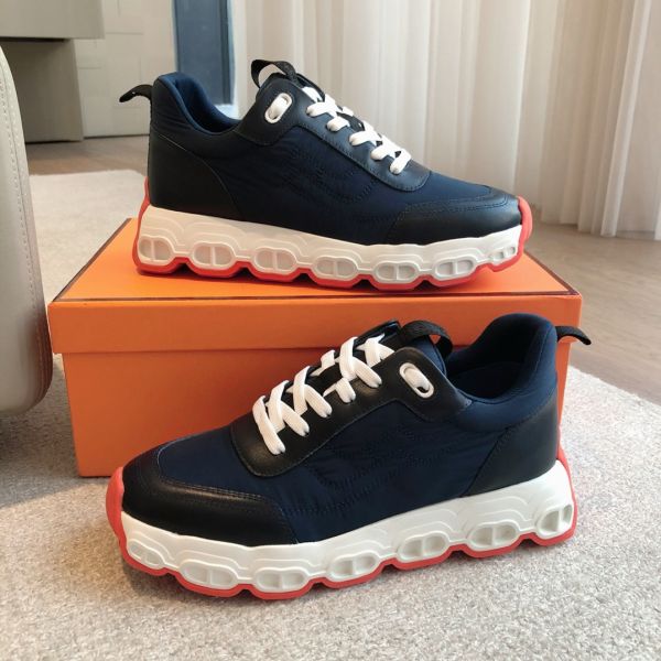 HERM Men's Impulse Sneakers in Navy Fabric and Leather