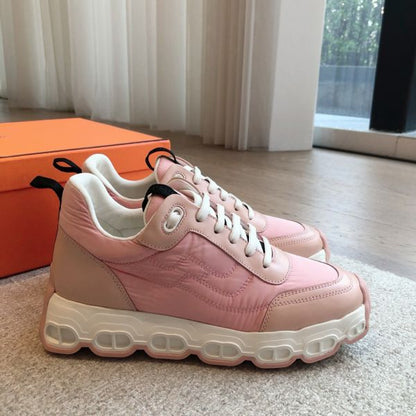 HERM Women's Impulse Sneakers in Pink Fabric and Leather