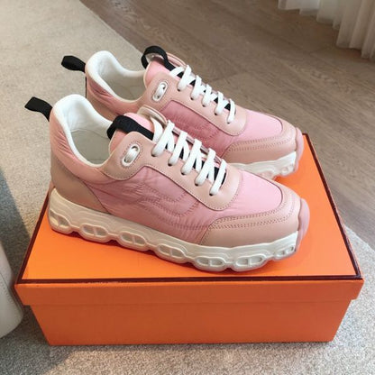 HERM Women's Impulse Sneakers in Pink Fabric and Leather
