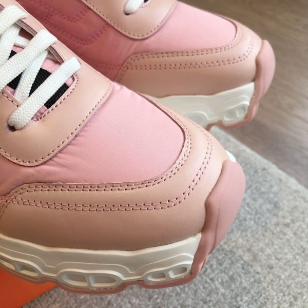 HERM Women's Impulse Sneakers in Pink Fabric and Leather