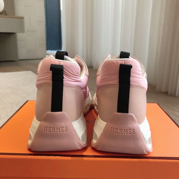HERM Women's Impulse Sneakers in Pink Fabric and Leather