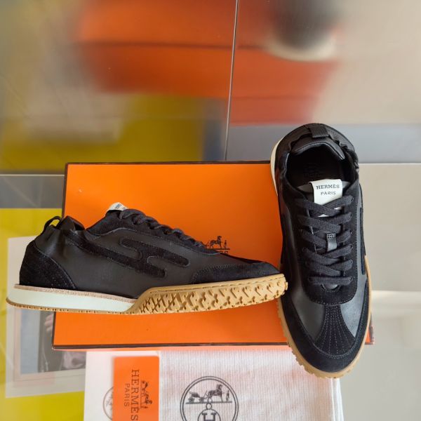 HERM Men's Jet Sneakers in Black Nappa Leather