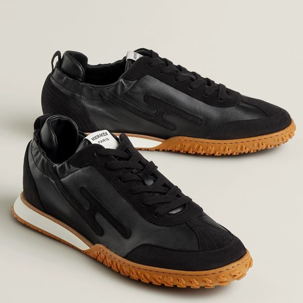HERM Men's Jet Sneakers in Black Nappa Leather