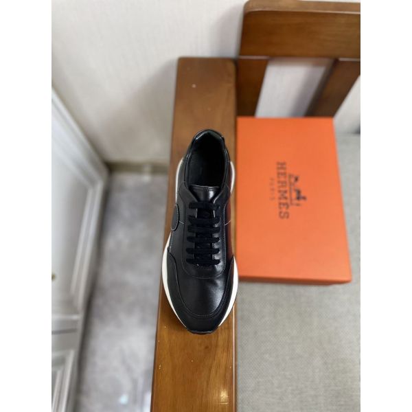 HERM Men's Drive Sneakers In Black Leather