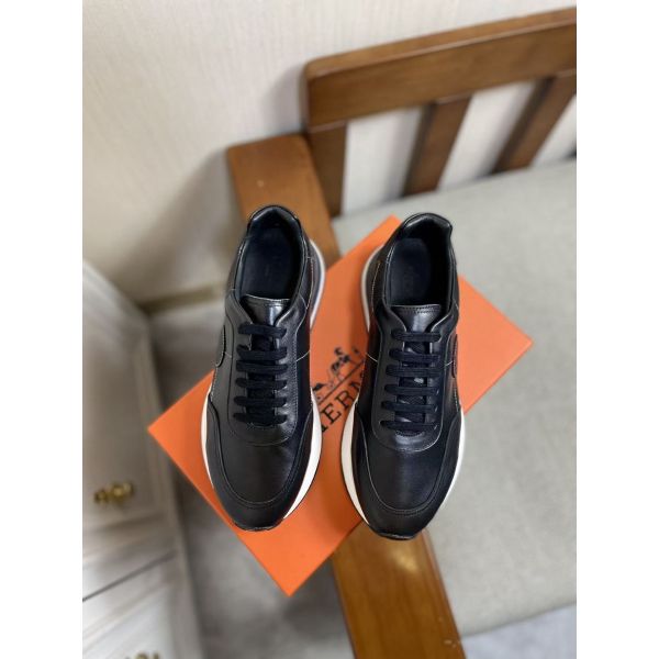 HERM Men's Drive Sneakers In Black Leather