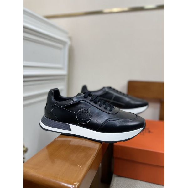 HERM Men's Drive Sneakers In Black Leather