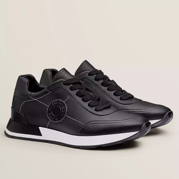 HERM Men's Drive Sneakers In Black Leather