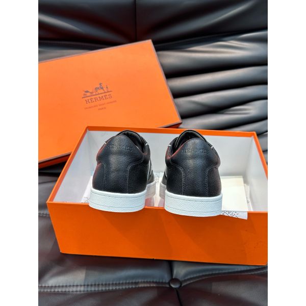 HERM Boomerang Sneakers In Noir Epsom Calfskin