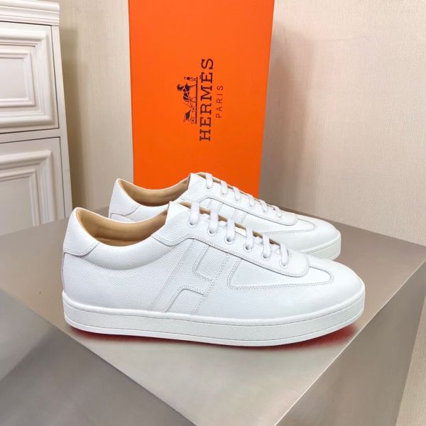 HERM Boomerang Sneakers In White Epsom Leather