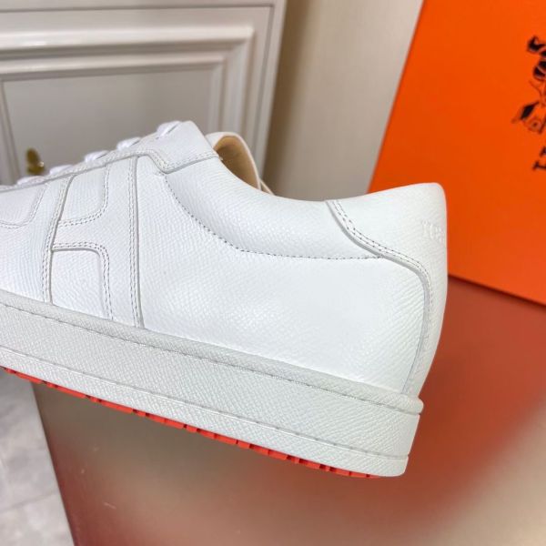 HERM Boomerang Sneakers In White Epsom Leather