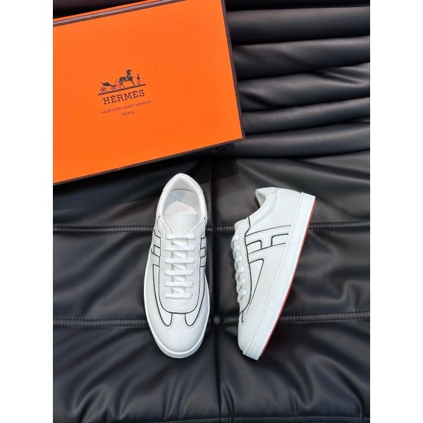 HERM Boomerang Sneakers In White Epsom Calfskin