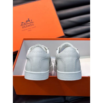 HERM Boomerang Sneakers In White Epsom Calfskin