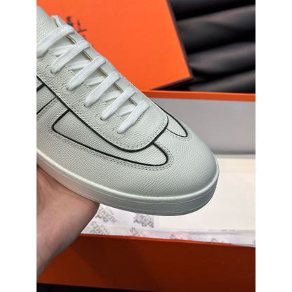 HERM Boomerang Sneakers In White Epsom Calfskin