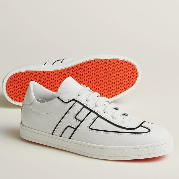 HERM Boomerang Sneakers In White Epsom Calfskin
