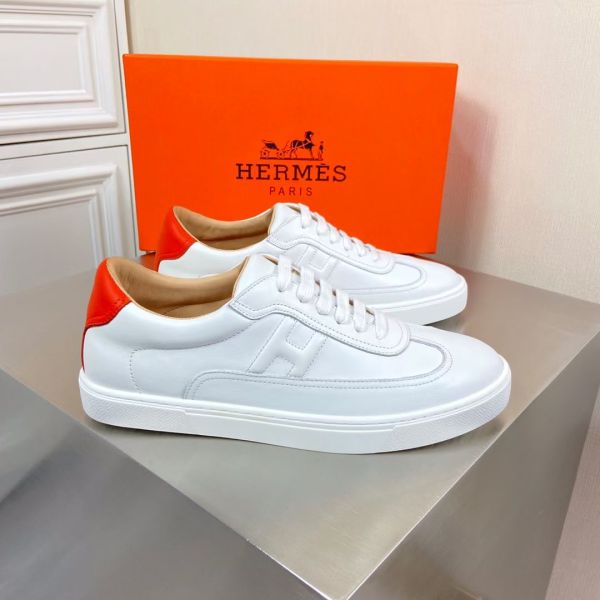 HERM Men's Quicker Sneakers In White Calfskin