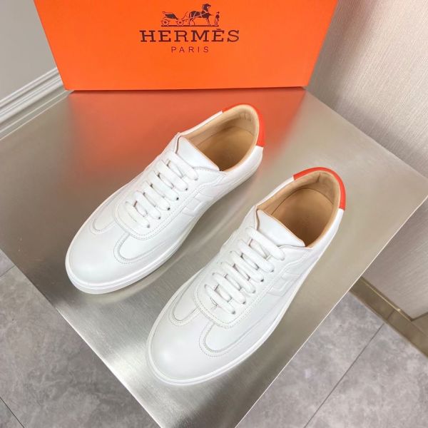 HERM Men's Quicker Sneakers In White Calfskin