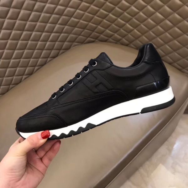 HERM Men's Trail Sneakers In Black Calfskin Leather