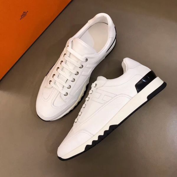 HERM Men's Trail Sneakers In White Calfskin Leather