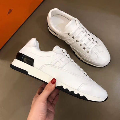 HERM Men's Trail Sneakers In White Calfskin Leather