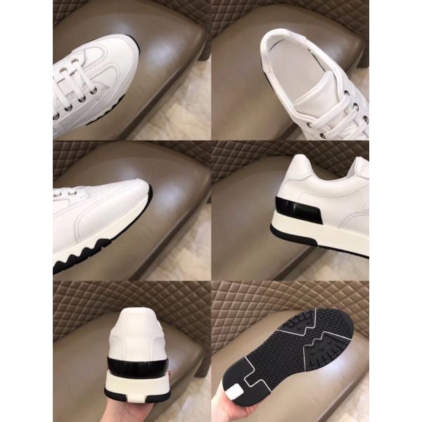 HERM Men's Trail Sneakers In White Calfskin Leather