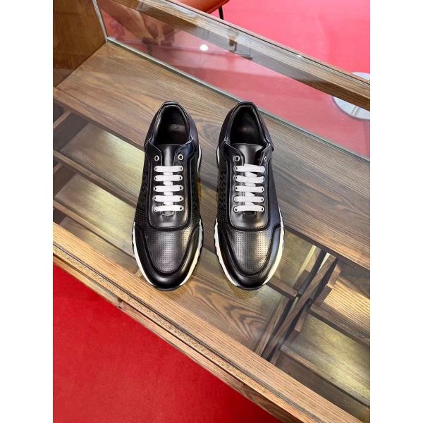 HERM Men's C-Addict Sneakers In Black Perforated calfskin