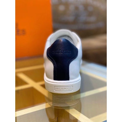 HERM Men's Avantage Sneakers In White/Blue Calfskin