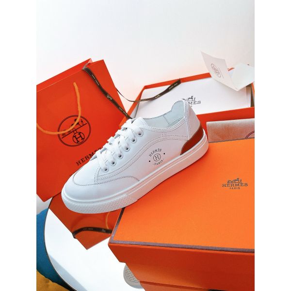 HERM Men's Get Sneakers in White Calfskin