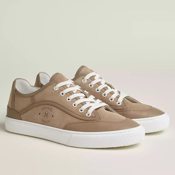HERM Men's Get Sneakers in Beige Suede Leather