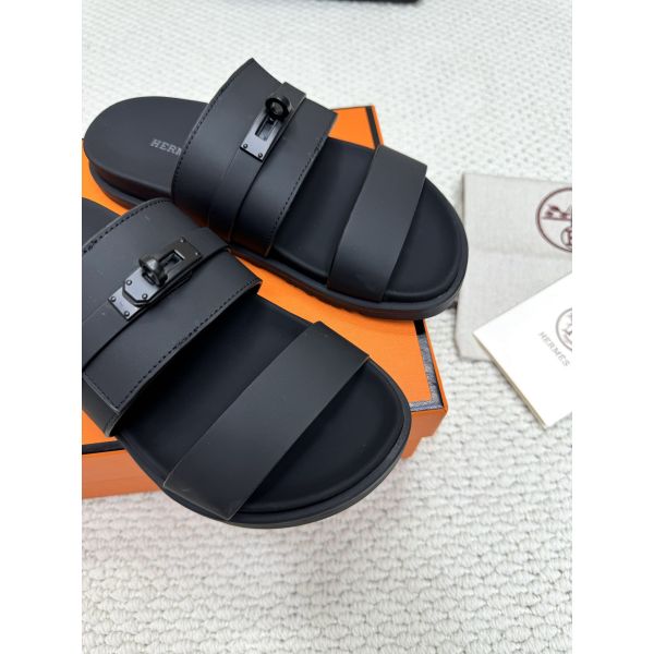 HERM Men's Jackson Sandal in Black Calfskin