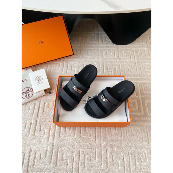 HERM Men's Jackson Sandal in Black Epsom Calfskin