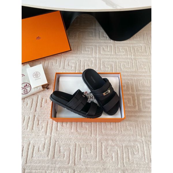 HERM Men's Jackson Sandal in Black Epsom Calfskin