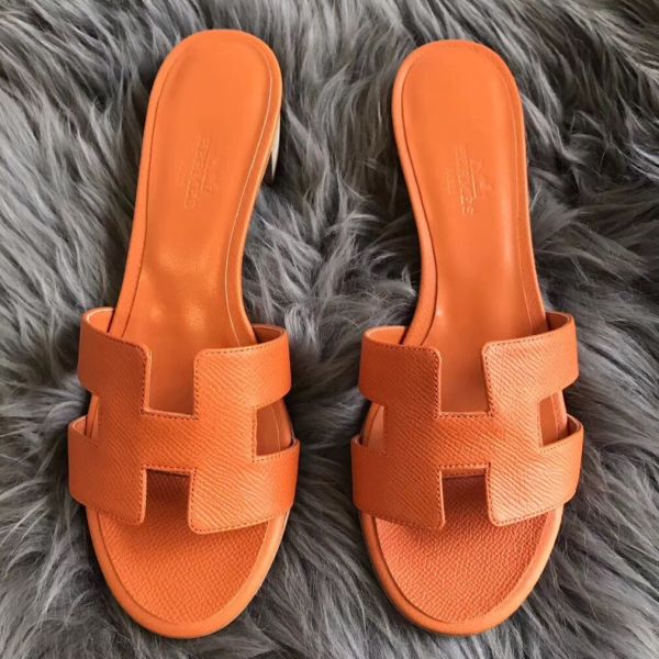 HERM Oasis Sandals In Orange Epsom Leather