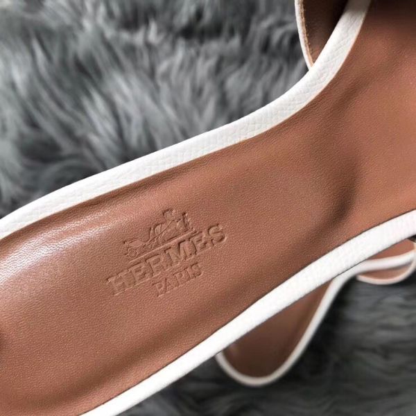 HERM Oasis Sandals In White  Epsom Leather