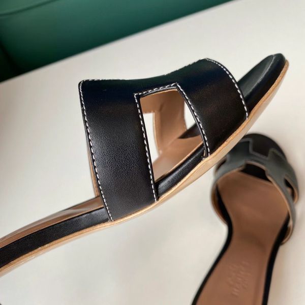 HERM Oasis Sandals In Black Swift Leather