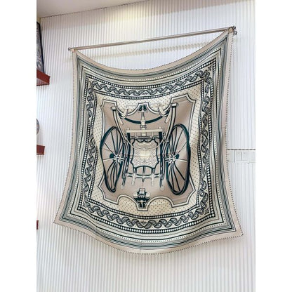 HERM Tourterelle Les Roues de Phaeton Bandana Shawl 140
