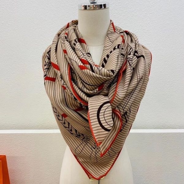HERM Grey/Orange Panoplie Equestre Eyeliner Shawl 140