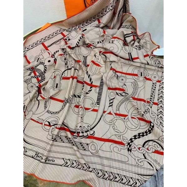 HERM Grey/Orange Panoplie Equestre Eyeliner Shawl 140
