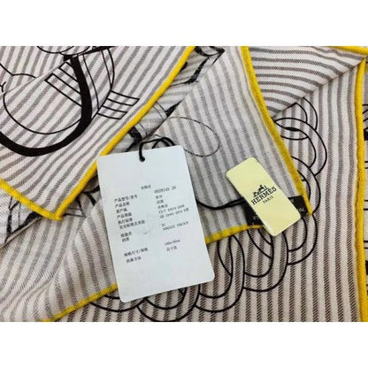 HERM Grey/Yellow Panoplie Equestre Eyeliner Shawl 140