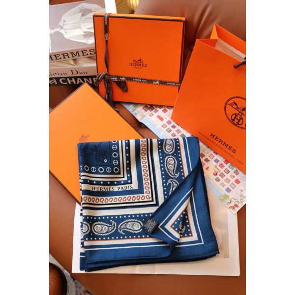 HERM Blue Tatouages Marins Bandana Shawl 140